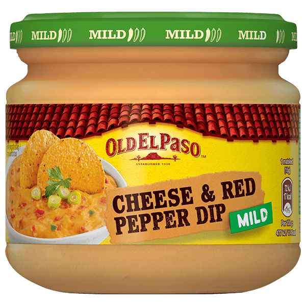 ein Glas Old El Paso Mild Cheese and Red Pepper Dip, 320 g