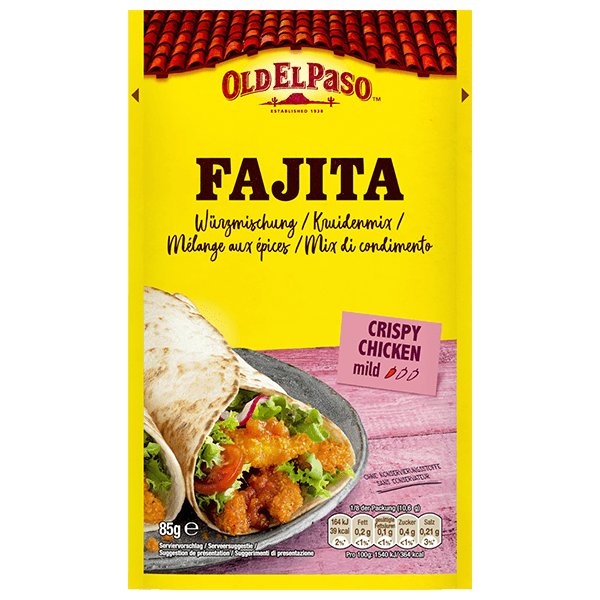 eine Packung Old El Paso Sweet Crispy Chicken Fajita Gewürzmischung, 85 g