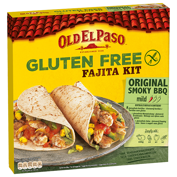un kit de fajitas originales au barbecue fumé sans gluten Old El Paso, 462 g
