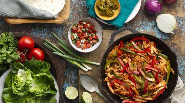 bbq fajita kebabs with grilled vegetables